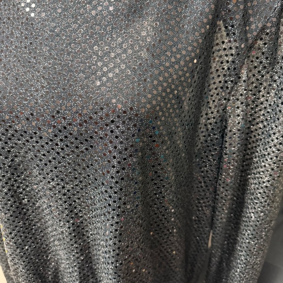 R&K Evenings Black Sequin Metallic Blouse 20W Long Sleeve Party Holiday Top - Picture 2 of 8